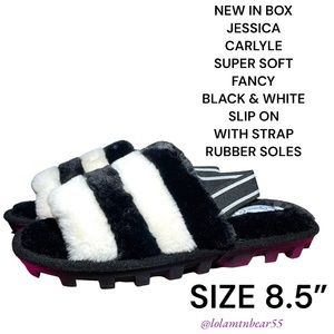 NEW IN BOX JESSICA CARLYLE SUPER SOFT FANCY BLK/WHITE SLIP ON SLING BACK SHOES